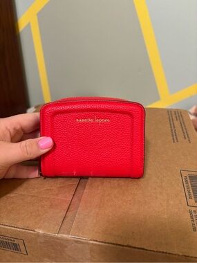 Nanette Lepore Bright Red Pebbled Leather Card Wallet